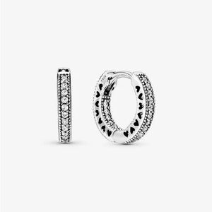 Pandora Silver Heart Hoop Earrings